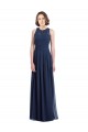 Chiffon Halter Neck Keyhole Back A-Line Dark Navy Bridesmaid Dress Derby
