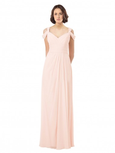 Chiffon Sweetheart Keyhole Back A-Line Pink Bridesmaid Dress / Evening Dress Derby