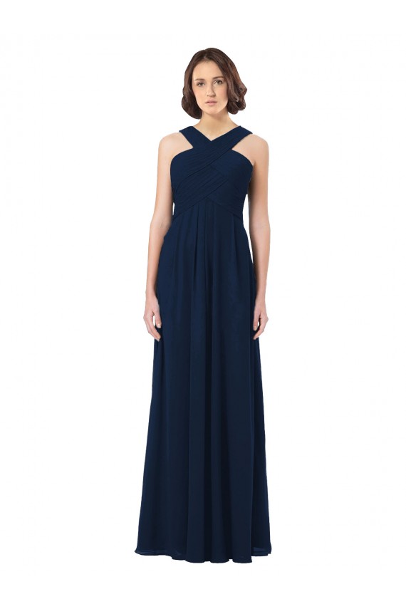 Chiffon Sweetheart V-Back A-Line Dark Navy Bridesmaid Dress Derby