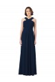 Chiffon Sweetheart V-Back A-Line Dark Navy Bridesmaid Dress Derby