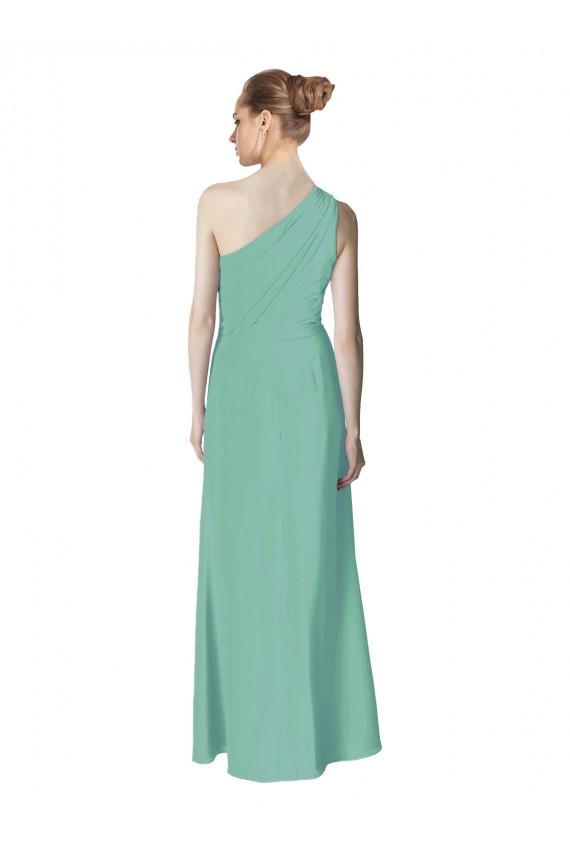 Soft Chiffon One Shoulder A-Line Jade Bridesmaid Dress Derby