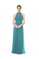 Soft Chiffon Halter Neck Keyhole Back A-Line Hunter Bridesmaid Dress Derby