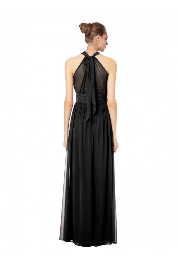 Soft Chiffon Halter Neck Keyhole Back A-Line Hunter Bridesmaid Dress Derby