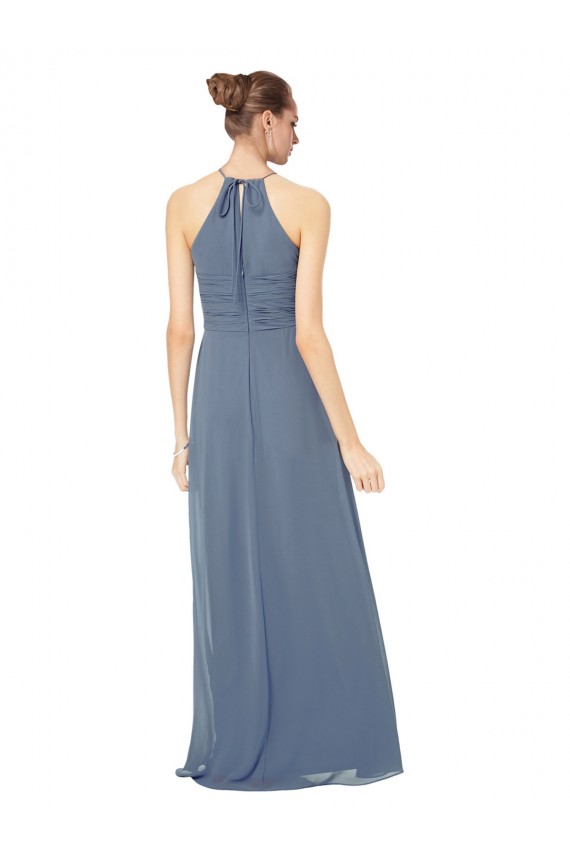 Soft Chiffon Halter Neck A-Line Midnight Green Bridesmaid Dress Derby