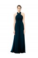 Soft Chiffon Halter Neck Twist Back A-Line Midnight Green Formal Dress / Bridesmaid Dress Derby