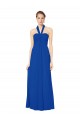 Chiffon Halter Neck Low Back A-Line Royal Blue Bridesmaid Dress Derby