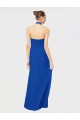 Chiffon Halter Neck Low Back A-Line Royal Blue Bridesmaid Dress Derby
