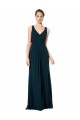 Soft Chiffon V-Neck A-Line Midnight Green Bridesmaid Dress Derby