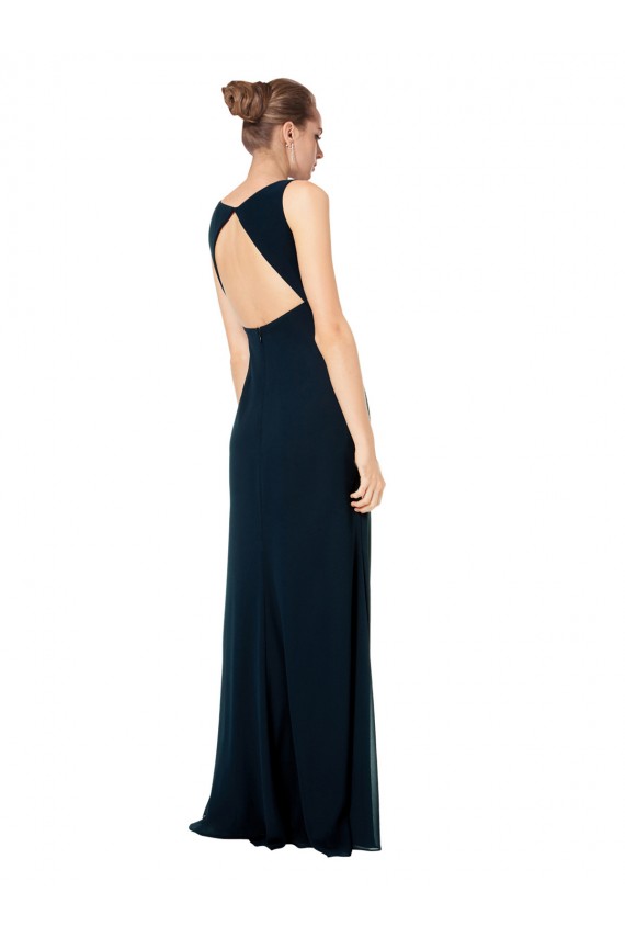 Soft Chiffon V-Neck A-Line Midnight Green Bridesmaid Dress Derby