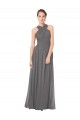 Soft Chiffon Halter Neck Keyhole Back A-Line Stormy Silver Bridesmaid Dress Derby