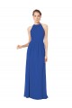 Chiffon Halter Neck Keyhole Back A-Line Royal Blue Bridesmaid Dress / Evening Dress Derby