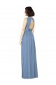 Soft Chiffon Bateau Neck Keyhole Back A-Line Dusty Blue Bridesmaid Dress Derby