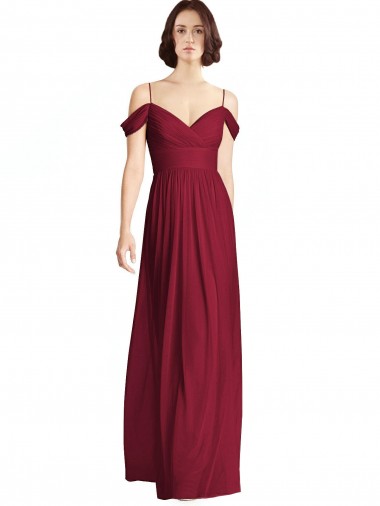 Soft Chiffon V-Neck A-Line Burgundy Bridesmaid Dresses Derby