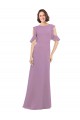 Soft Chiffon High Neck Open Back A-Line Dark Lavender Bridesmaid Dresses Derby