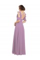Soft Chiffon High Neck Open Back A-Line Dark Lavender Bridesmaid Dresses Derby
