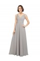 Soft Chiffon V-Neck V-Back A-Line Oyster Silver Bridesmaid Dress Derby