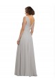 Soft Chiffon V-Neck V-Back A-Line Oyster Silver Bridesmaid Dress Derby