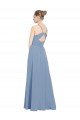 Soft Chiffon V-Neck V-Back A-Line Dusty Blue Evening Dress / Bridesmaid Dress Derby