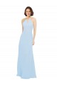 Soft Chiffon Halter Neck A-Line Light Sky Blue Wedding Party Dress Derby