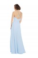 Soft Chiffon Halter Neck A-Line Light Sky Blue Wedding Party Dress Derby