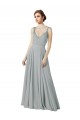 Chiffon V-Neck A-Line Silver Bridesmaid Dress / Evening Dress Derby