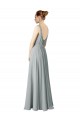 Chiffon V-Neck A-Line Silver Bridesmaid Dress / Evening Dress Derby