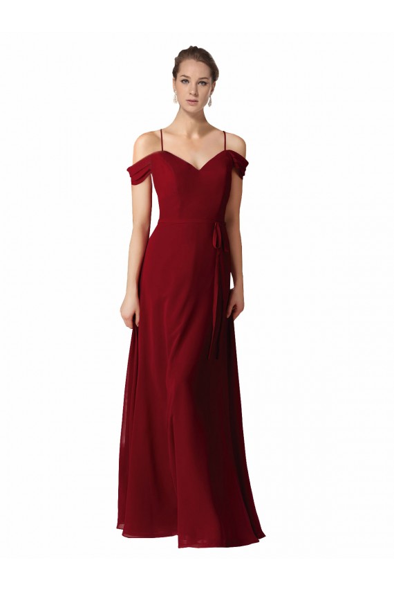 Chiffon Sweetheart A-Line Burgundy Bridesmaid Dress / Evening Dress Derby