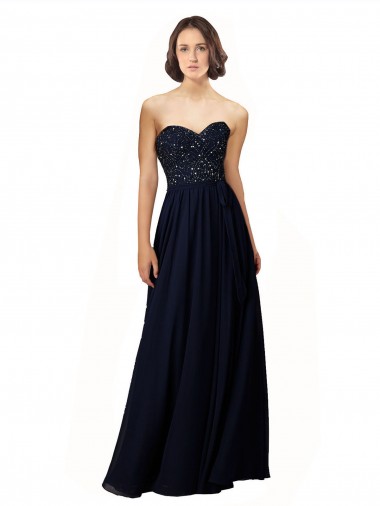 Soft Chiffon Sweetheart Sheath Dark Navy Bridesmaid Dress / Formal Dress Derby