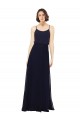 Soft Chiffon Scoop Neck Sheath Dark Navy Bridal Party Dress Derby