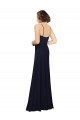 Soft Chiffon Scoop Neck Sheath Dark Navy Bridal Party Dress Derby