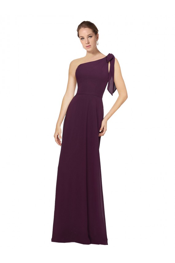 Soft Chiffon One Shoulder A-Line Grape Bridesmaid Dresses Derby