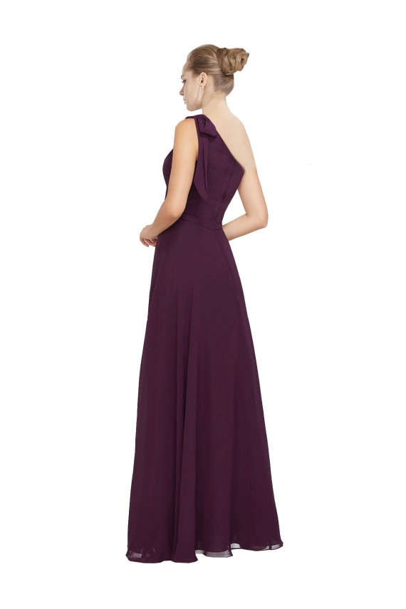 Soft Chiffon One Shoulder A-Line Grape Bridesmaid Dresses Derby