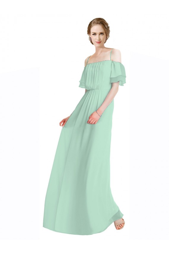 Soft Chiffon Spaghetti Straps A-Line Mint Green Bridesmaid Dress Derby