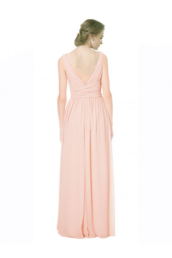 Chiffon V-Neck V-Back A-Line Wedding Party Dress Derby