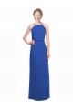 Soft Chiffon Spaghetti Straps Low Back A-Line Blue Bridesmaid Dress Derby