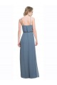 Soft Chiffon Spaghetti Straps Low Back A-Line Blue Bridesmaid Dress Derby
