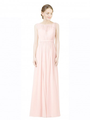 Soft Chiffon Jewel V-Back A-Line Bridesmaid Dress Derby