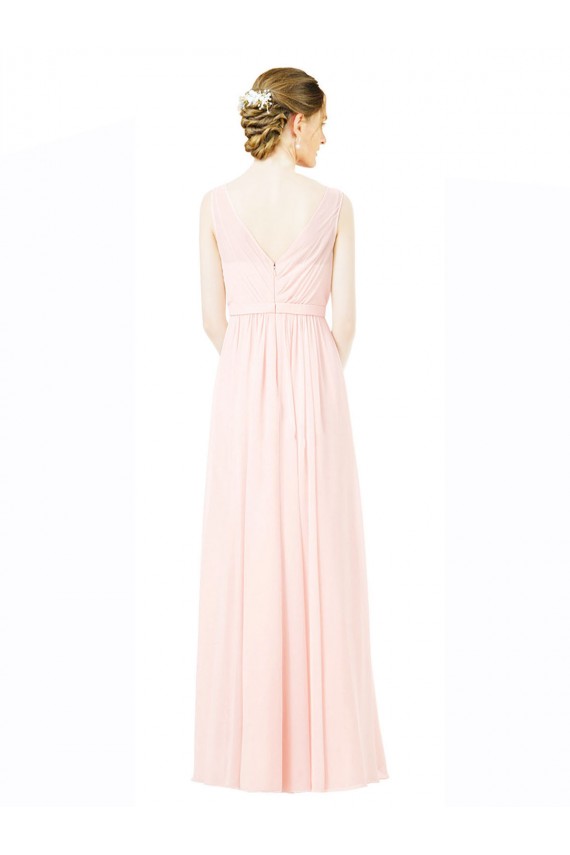 Soft Chiffon Jewel V-Back A-Line Bridesmaid Dress Derby