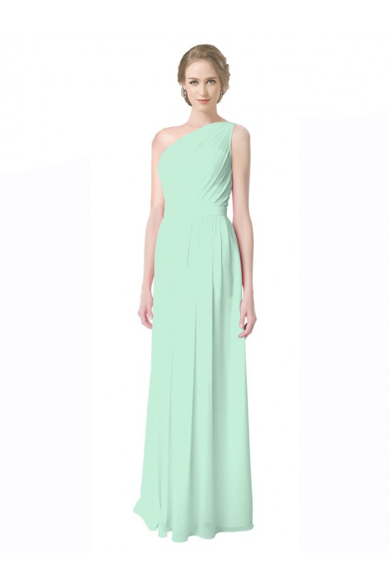 Soft Chiffon One Shoulder A-Line Mint Green Bridesmaid Dress Derby
