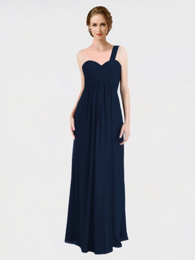 Soft Chiffon Sweetheart Low Back A-Line Dark Navy Bridesmaid Dress / Formal Dress Derby