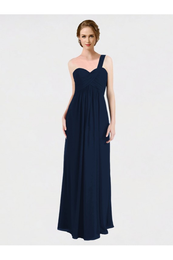 Soft Chiffon Sweetheart Low Back A-Line Dark Navy Bridesmaid Dress / Formal Dress Derby