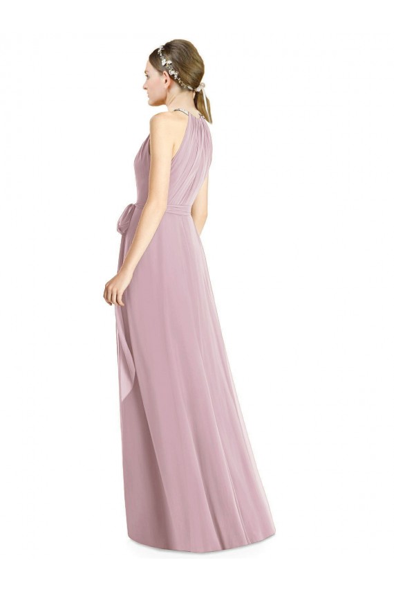 Soft Chiffon Halter Neck A-Line Primrose Bridesmaid Dress Derby