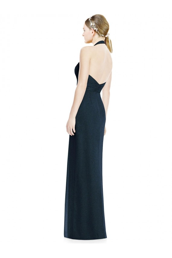 Soft Chiffon V-Neck Open Back A-Line Dark Navy Formal Dress / Bridesmaid Dress Derby