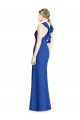 Soft Chiffon High Neck Open Back Trumpet Royal Blue Bridesmaid Dress Derby