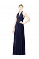 Chiffon V-Neck Keyhole Back A-Line Dark Navy Bridesmaid Dresses Derby