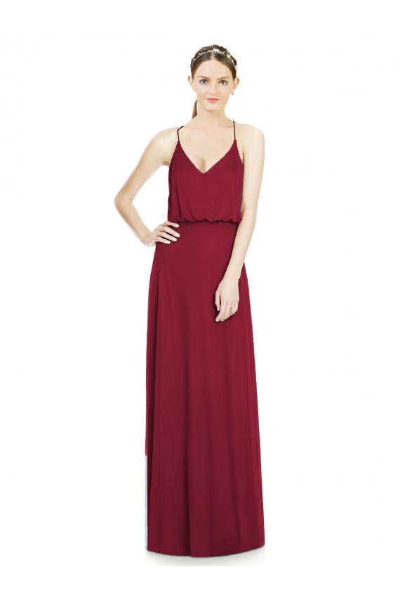 Soft Chiffon V-Neck A-Line Burgundy Evening Gowns / Bridesmaid Dress Derby