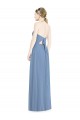 Chiffon Halter Neck Low Back A-Line Dusty Blue Bridesmaid Dress Derby