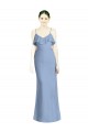 Soft Chiffon V-Neck Open Back A-Line Dusty Blue Bridesmaid Dresses Derby