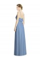 Soft Chiffon V-Neck Open Back A-Line Dusty Blue Bridesmaid Dresses Derby