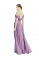 Soft Chiffon Spaghetti Straps Low Back A-Line Dark Lavender Semi Formal Evening Dress / Bridesmaid Dress Derby